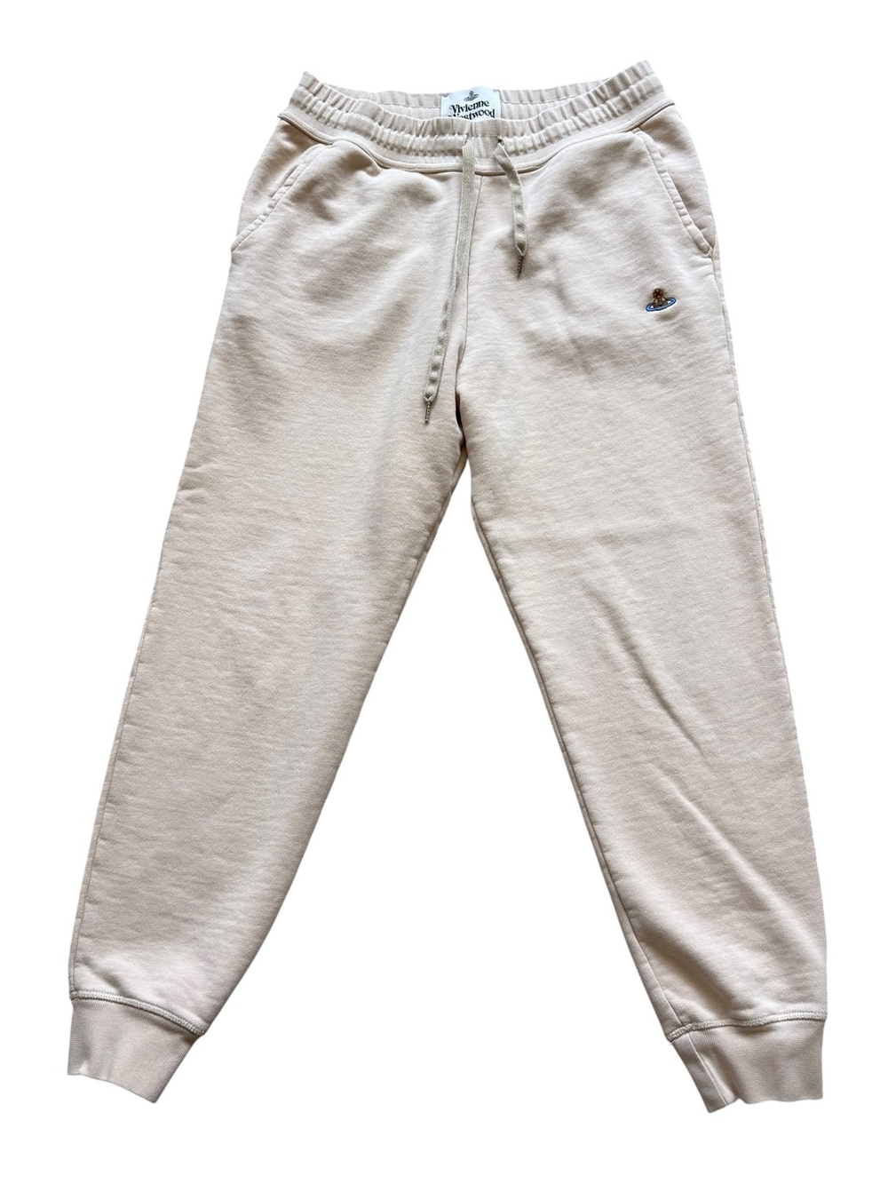 Vivienne Westwood Orb Logo Classic Cotton Jogger Sweatpants Beige S Luxury Y2K